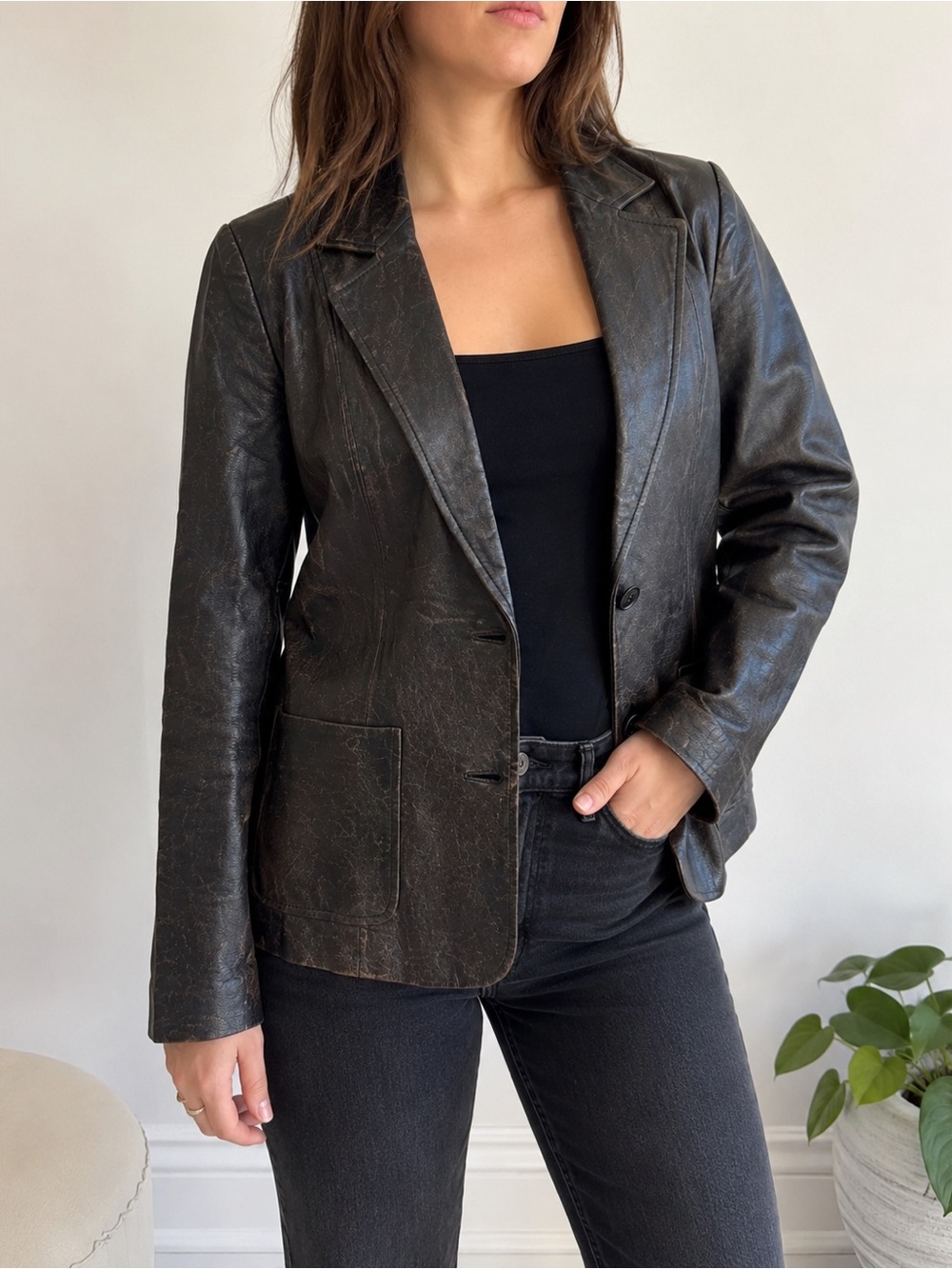 Vintage John Paul Richard Uniform Genuine Leather Jacket Size 10